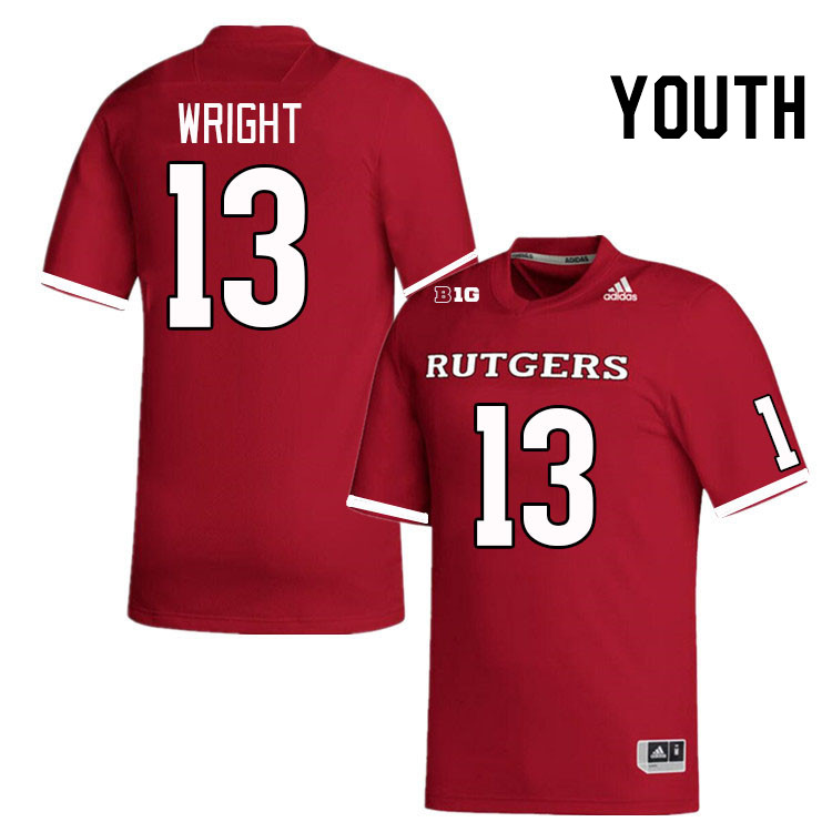 Youth #13 Abram Wright Rutgers Scarlet Knights College Football Jerseys Stitched Sale-Scarlet - Click Image to Close